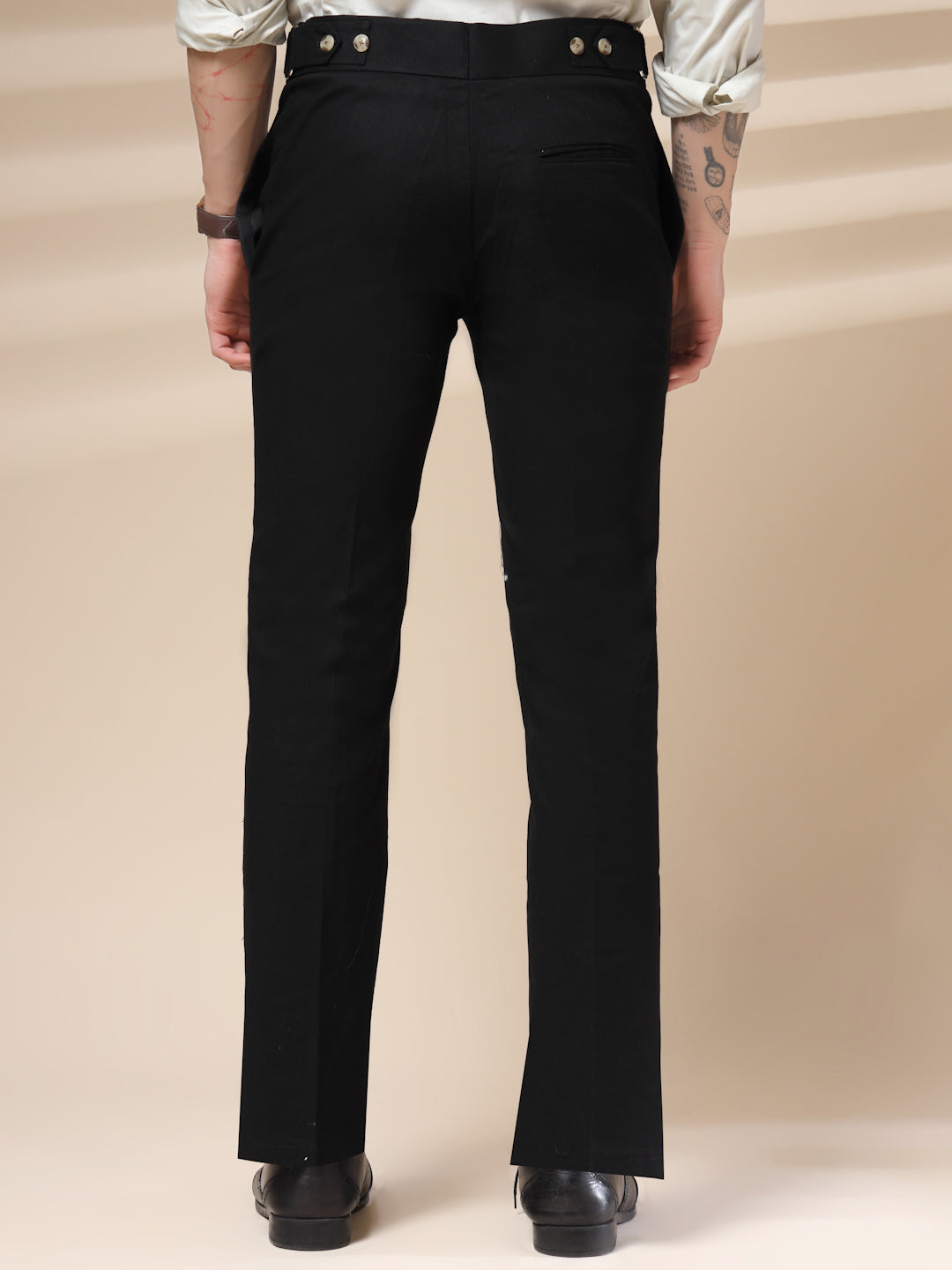Black Linen Oxford Gurkha Pants | Boot Cut Fit by ITALIAN VEGA®