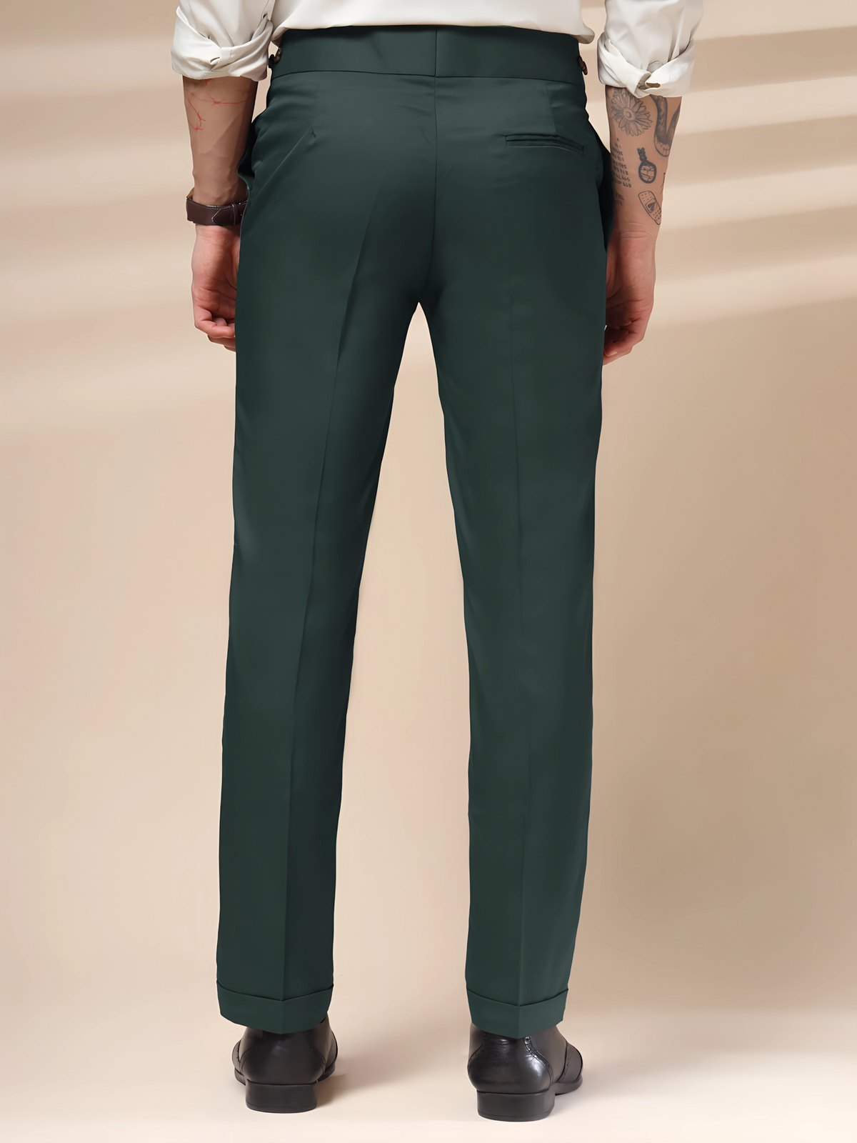 Bottle Green Classic Buttoned Gurkha Pants by ITALIAN VEGA®