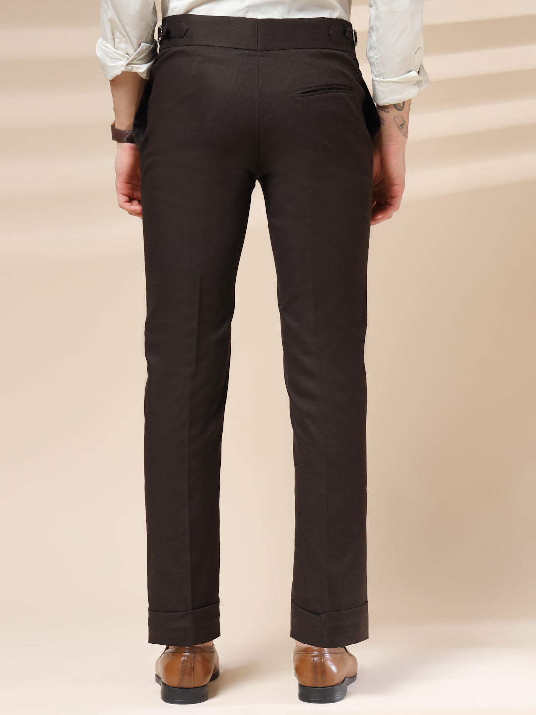 Brown Linen Elegant Gurkha Pants | Boot Cut Fit by ITALIAN VEGA®