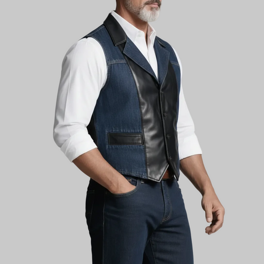 Denim x Leather Fusion Vest by Italian Vega®