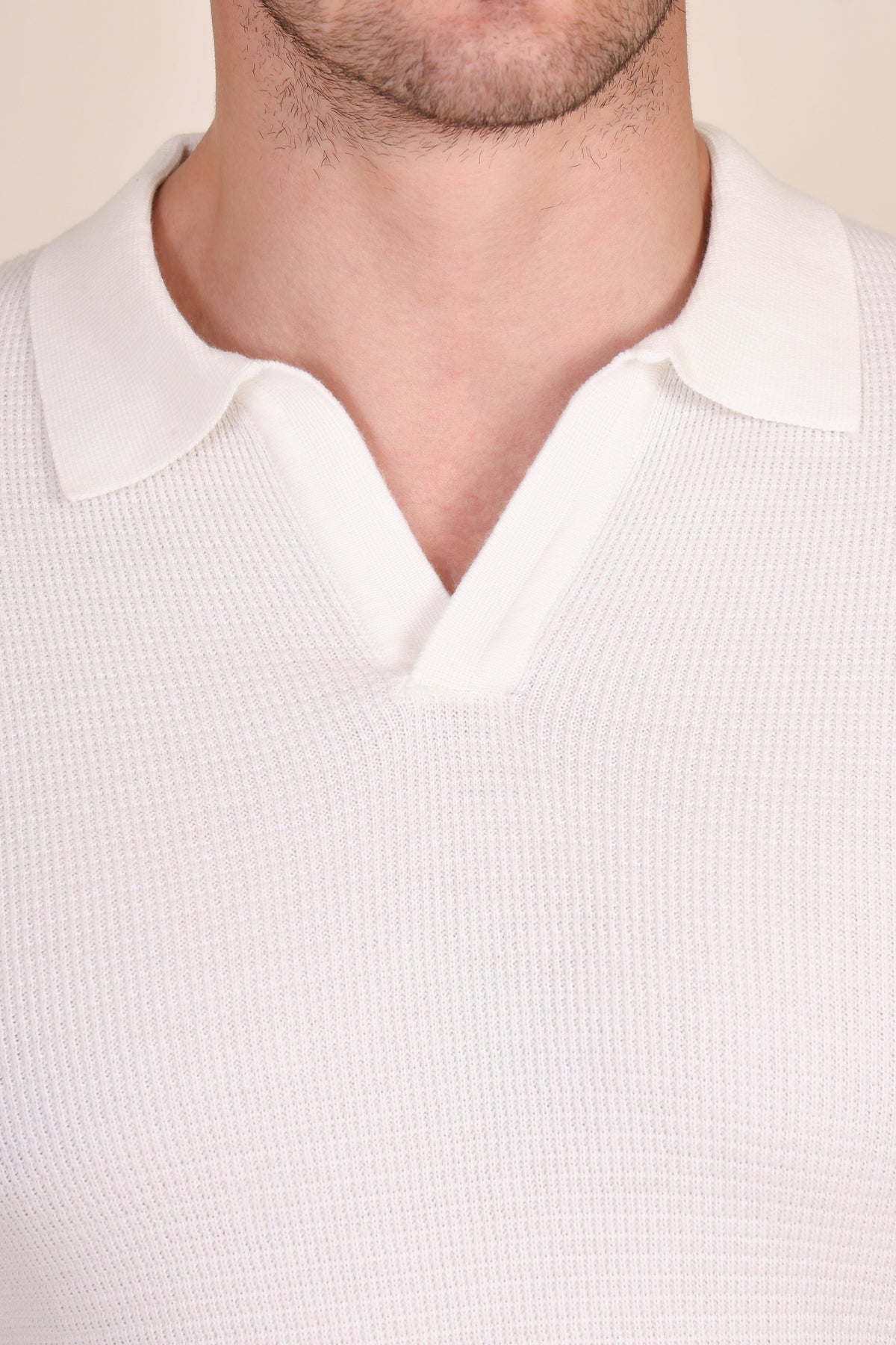 White Flat Half Sleeve Knit Polo by ITALIANVEGA®
