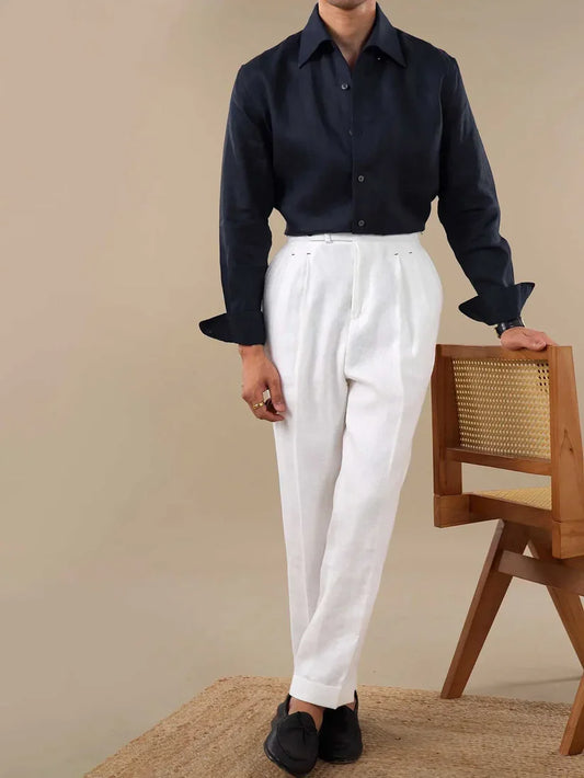 Italian Vega - Solid One Piece Collor Linen Shirt