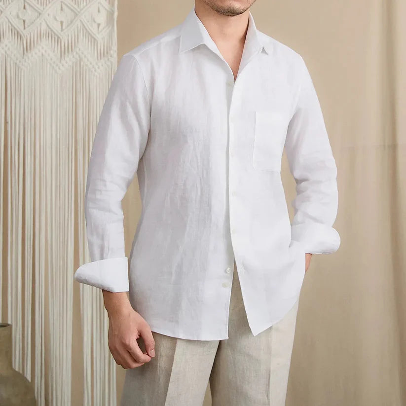 Italian Vega - One Piece Collar Solid Linen Shirt