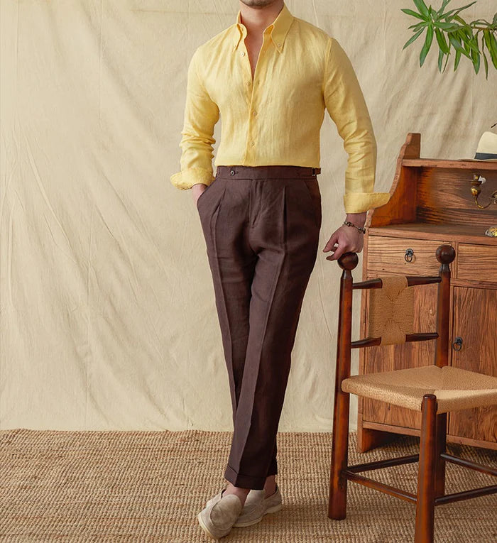 Italian Vega Firenze 100% Linen Button-Down Shirt