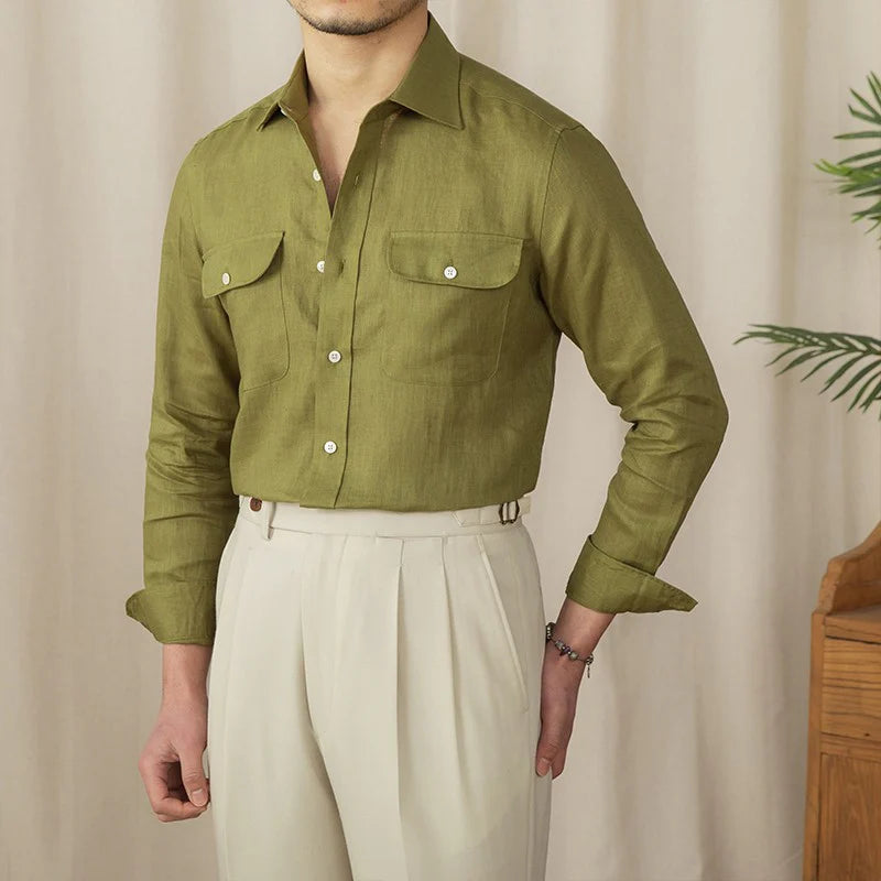 Italian Vega Amalfi 100% Linen Safari Shirt