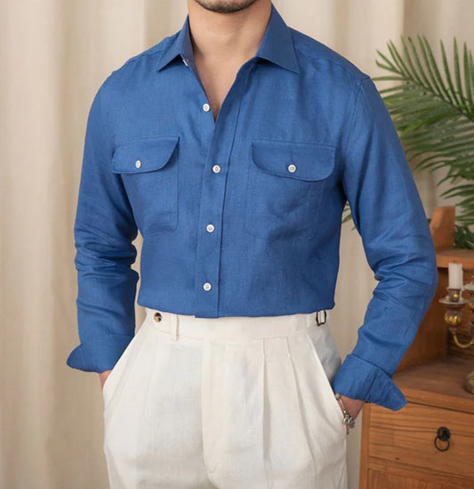 Italian Vega Amalfi 100% Linen Safari Shirt