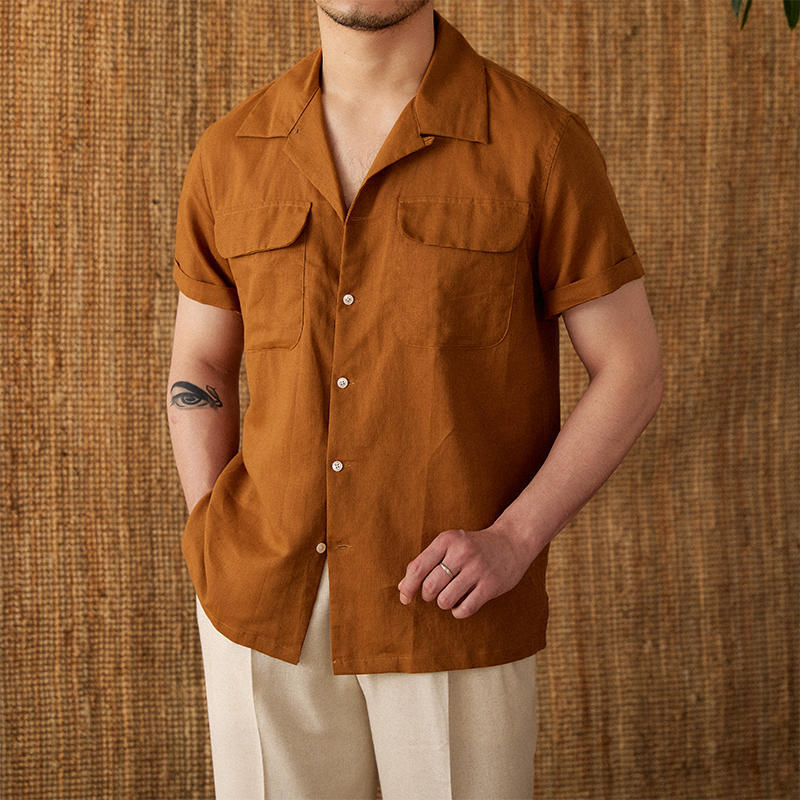 Italian Vega Riviera Linen Cuban Collar Shirt