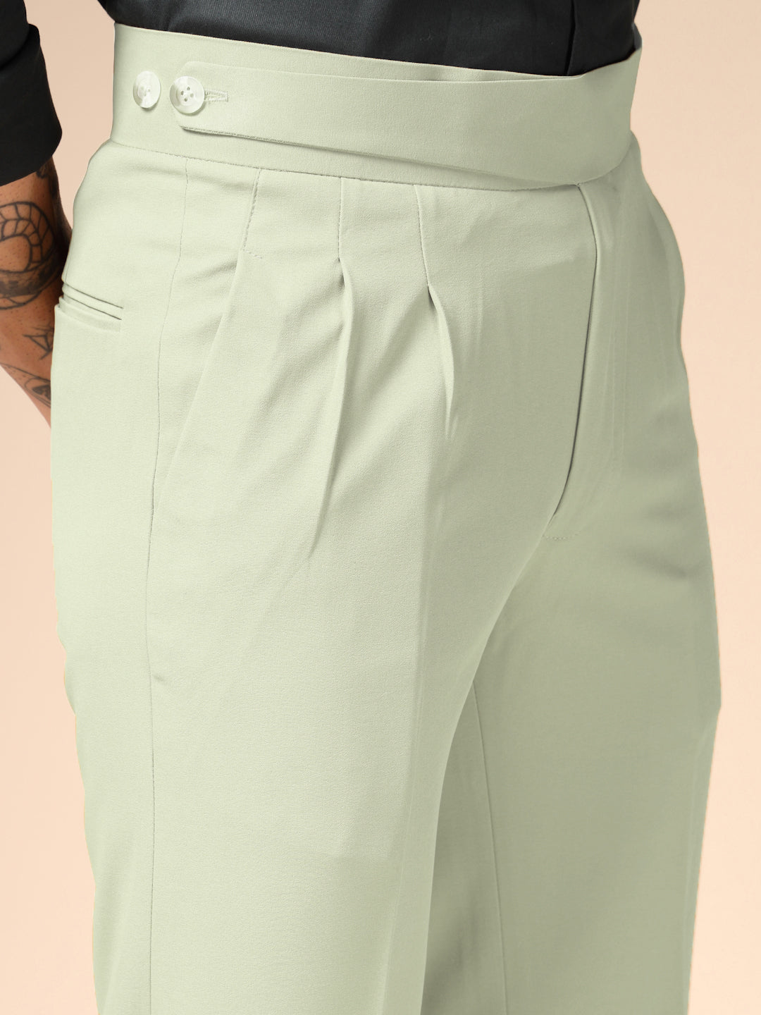 Lime Classic Buttoned Gurkha Pants by ITALIAN VEGA®
