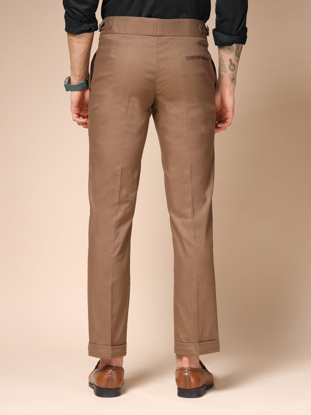 Khakhi Linen Elegant Gurkha Pants | Boot Cut Fit by ITALIAN VEGA®