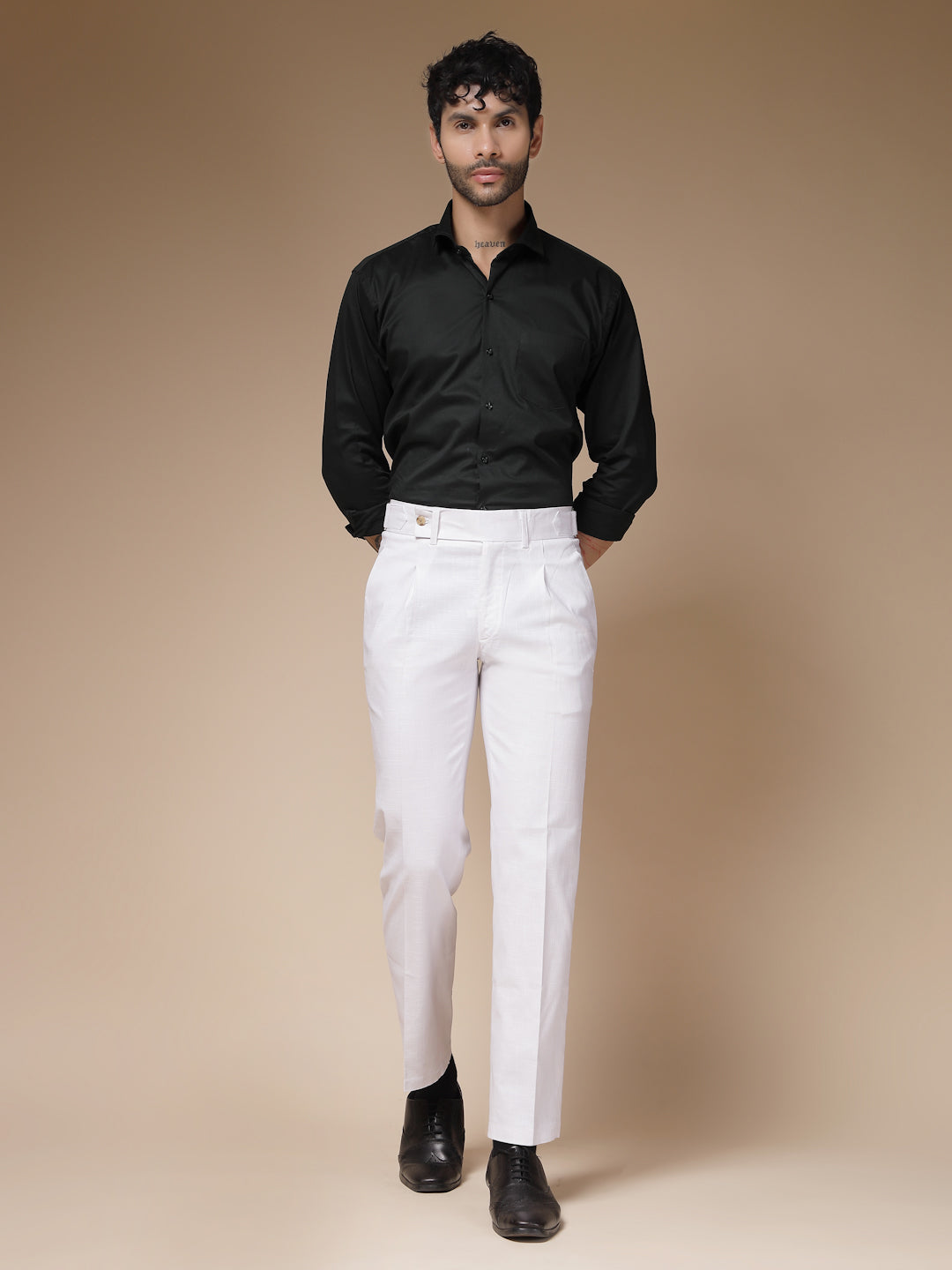 White Linen Oxford Gurkha Pants | Boot Cut Fit by ITALIAN VEGA®