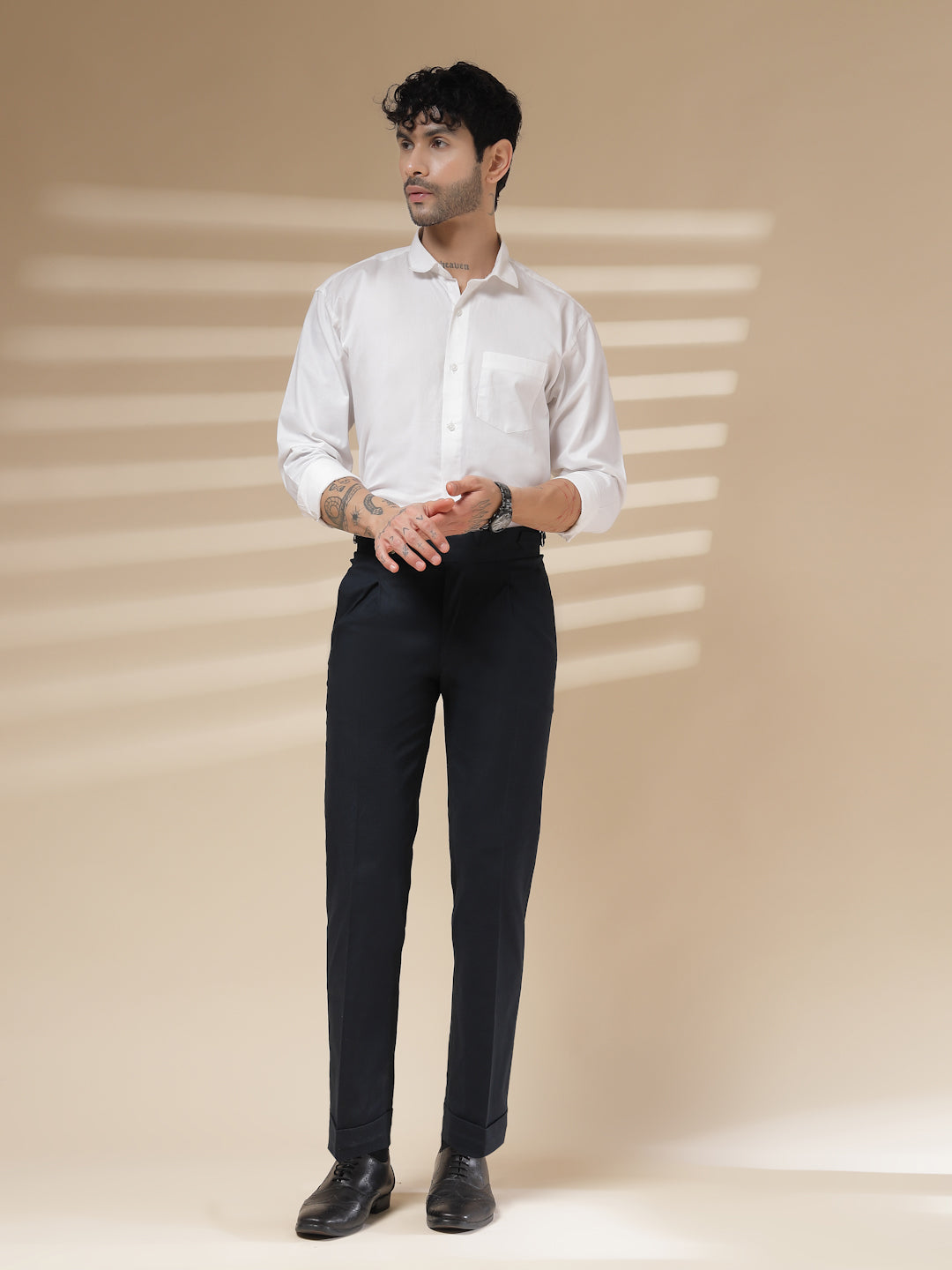 Navy Linen Signature Buttoned Gurkha Pants | Boot Cut Fit by ITALIAN VEGA®