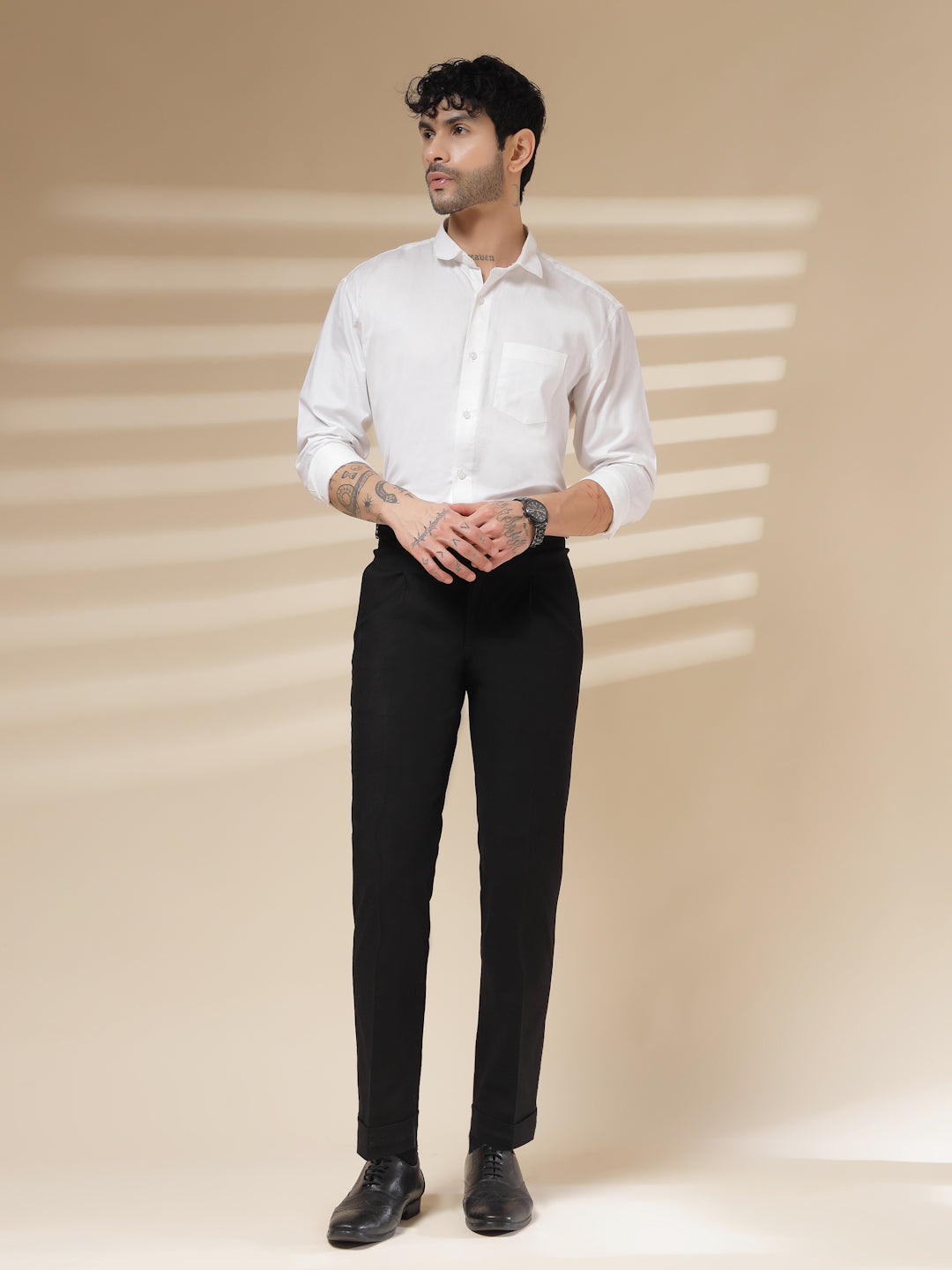 Black Linen Signature Buttoned Gurkha Pants | Boot Cut Fit by ITALIAN VEGA®