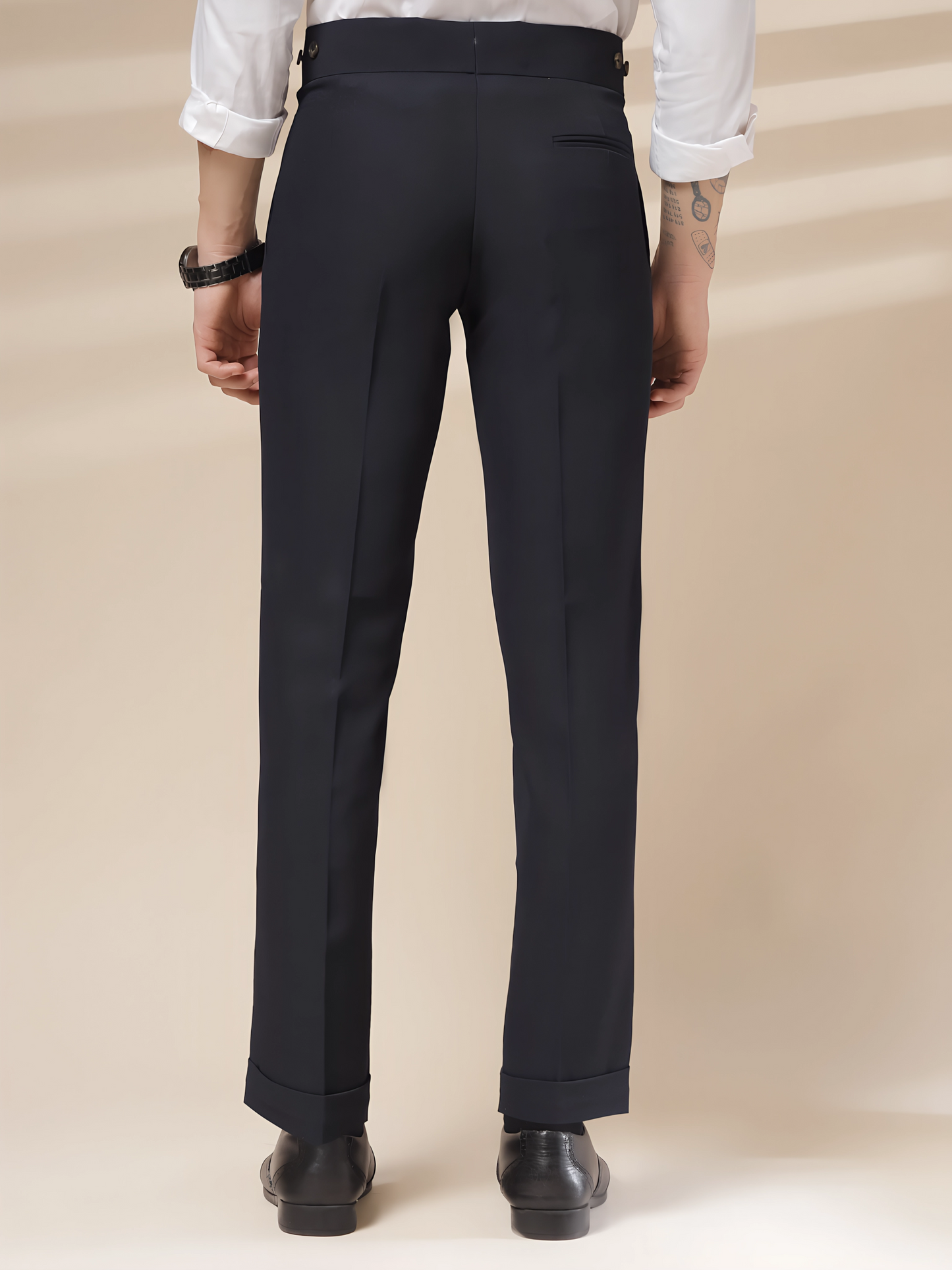 Navy Blue Classic Buttoned Gurkha Pants by ITALIAN VEGA®