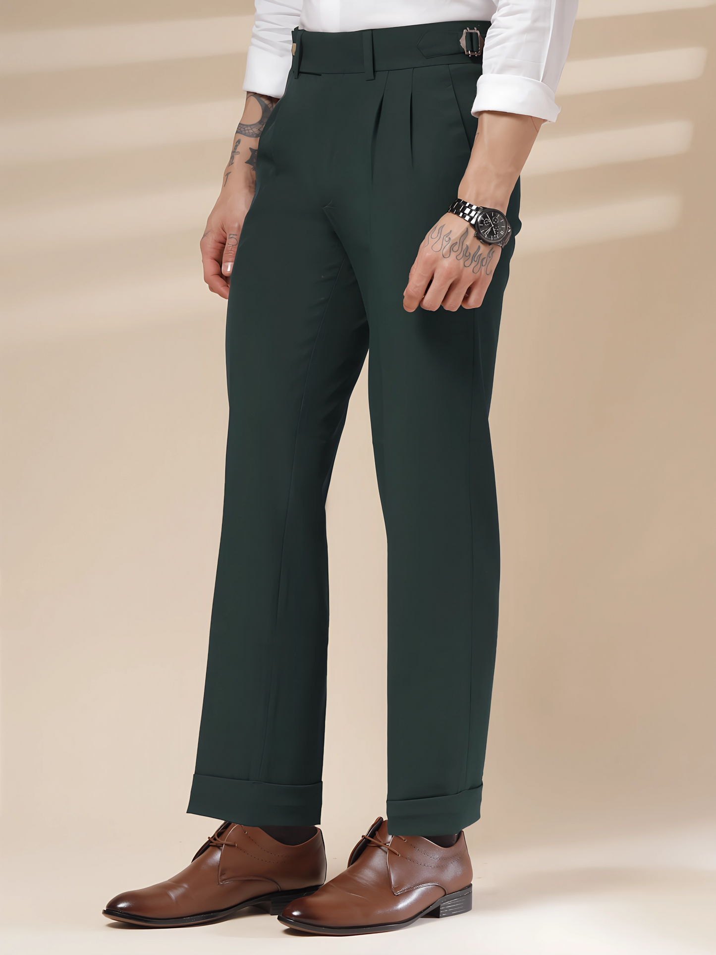 Italian Bottle Green Signature Gurkha Pants by ITALIAN VEGA®