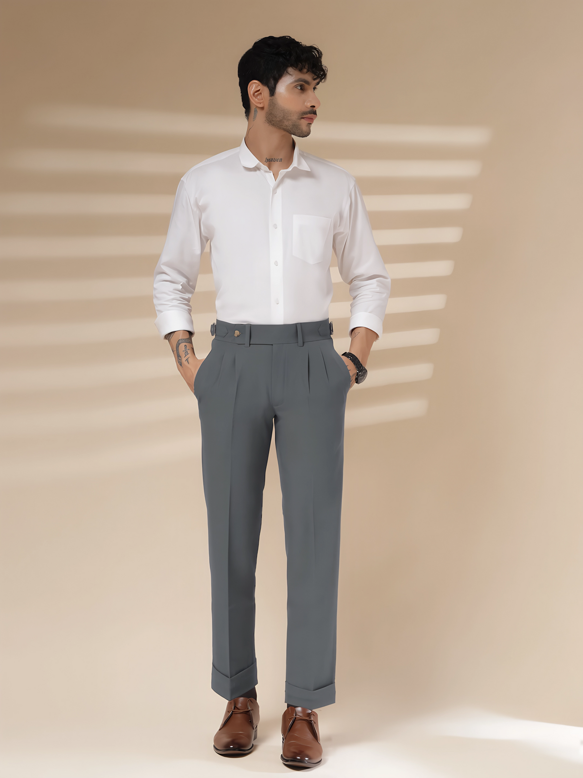 Italian Stone Grey Signature Gurkha Pants by ITALIAN VEGA®