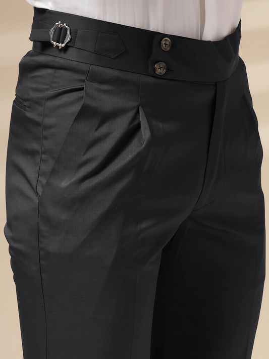 Black Signature Buttoned Gurkha Pants By ITALIAN VEGA®