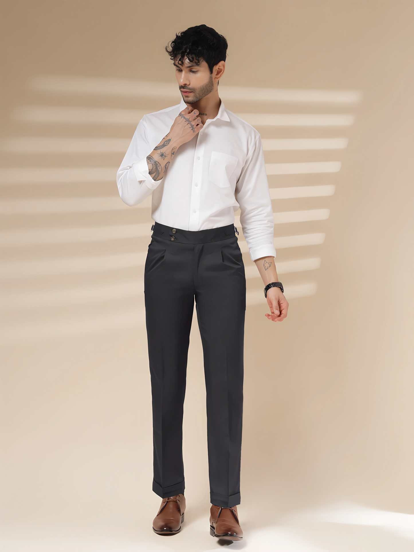 Black Signature Buttoned Gurkha Pants By ITALIAN VEGA®