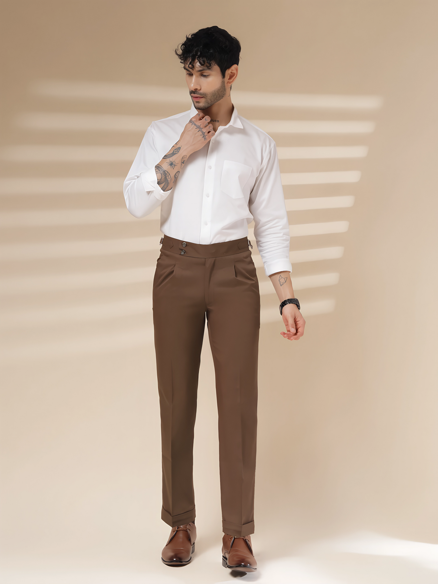 Brown Signature Buttoned Gurkha Pants by ITALIAN VEGA®