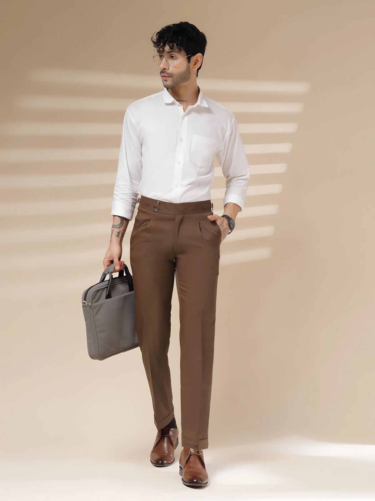 Brown Signature Buttoned Gurkha Pants by ITALIAN VEGA®