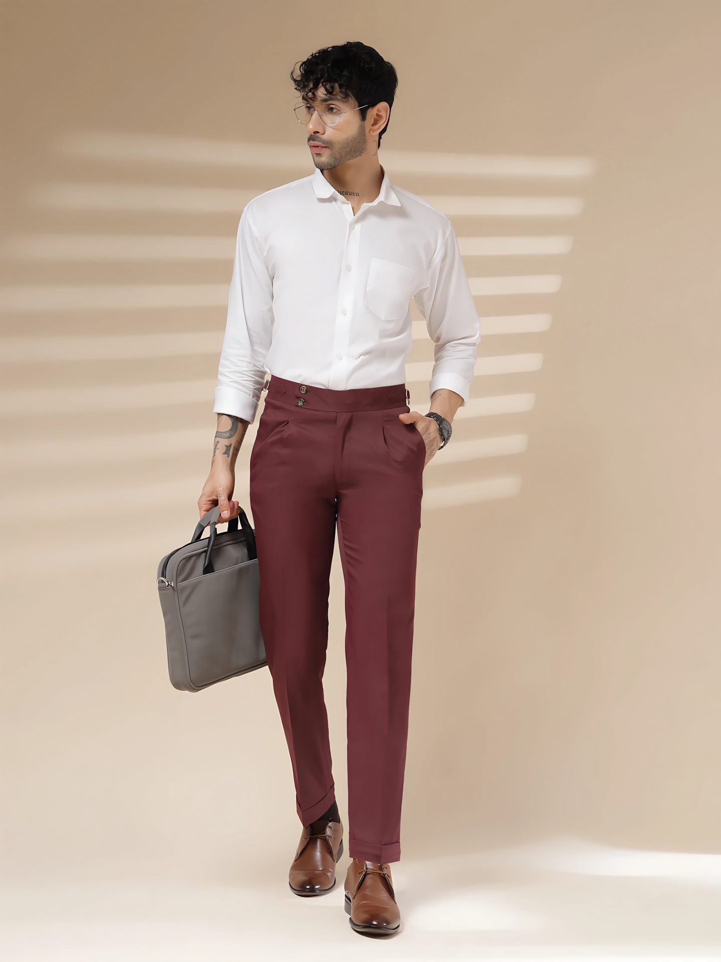 Wine Signature Buttoned Gurkha Pants by ITALIAN VEGA®
