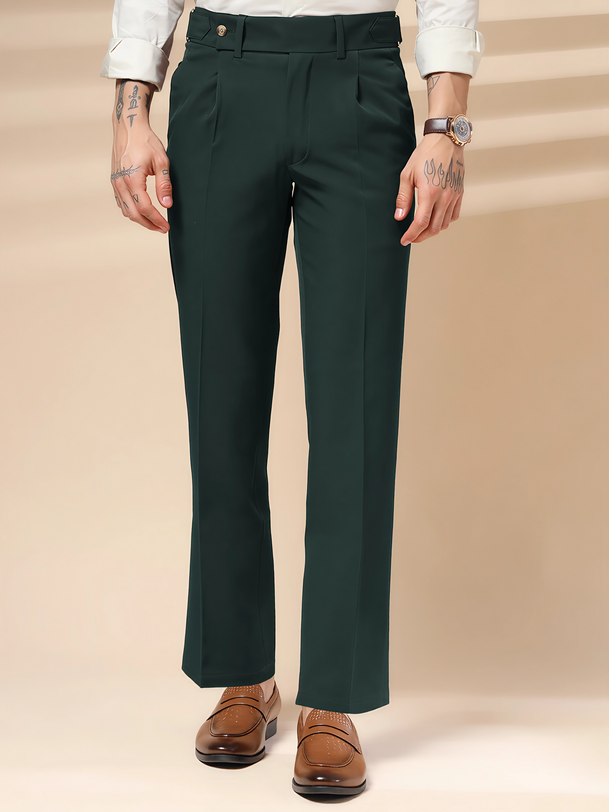 Bottle Green Oxford Gurkha Trouser by ITALIAN VEGA®