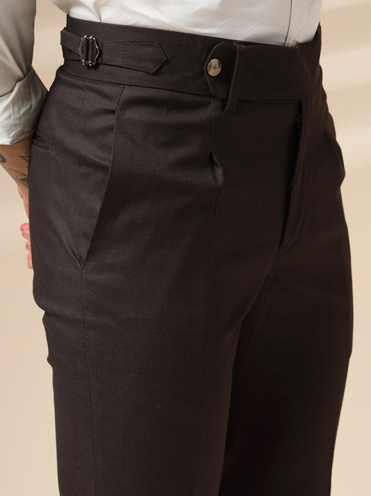 Brown Linen Elegant Gurkha Pants | Boot Cut Fit by ITALIAN VEGA®