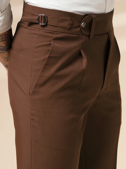 Brown Italian Elegant Gurkha Trousers by ITALIAN VEGA®