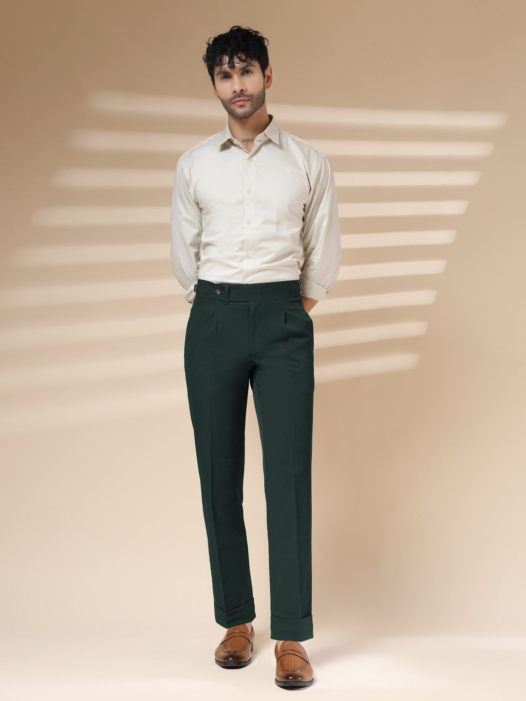 Bottle Green Italian Elegant Gurkha Trousers by ITALIAN VEGA®