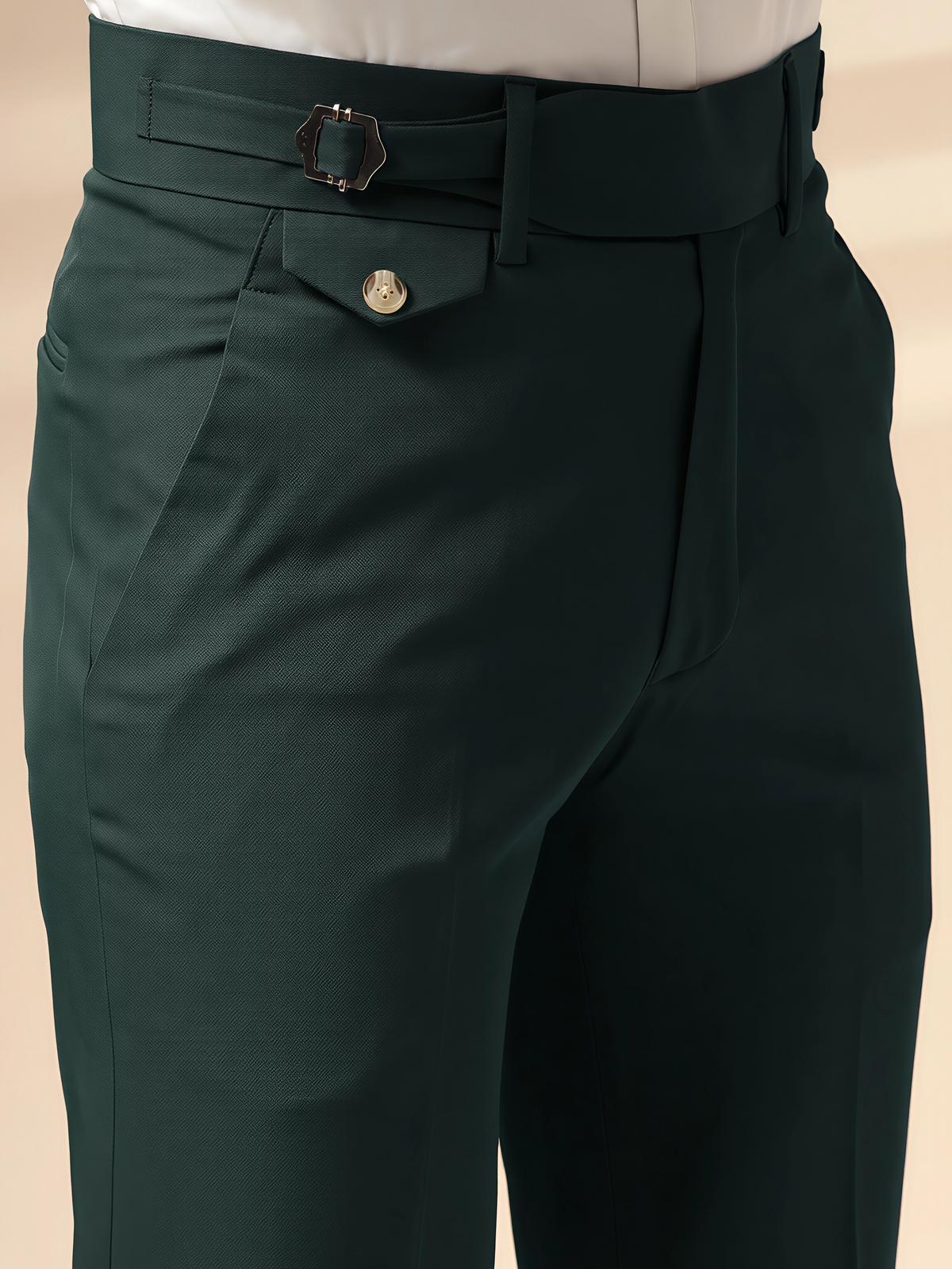Bottle Green Single Buckle Gurkha Pants by ITALIAN VEGA®