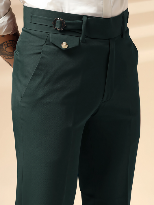 Bottle Green Single Buckle Gurkha Pants by ITALIAN VEGA®