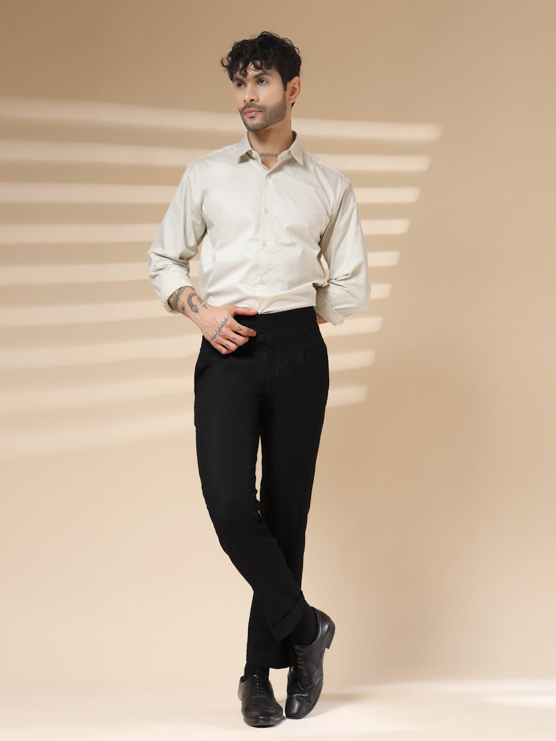 Black Linen Elegant Gurkha Pants | Boot Cut Fit by ITALIAN VEGA®