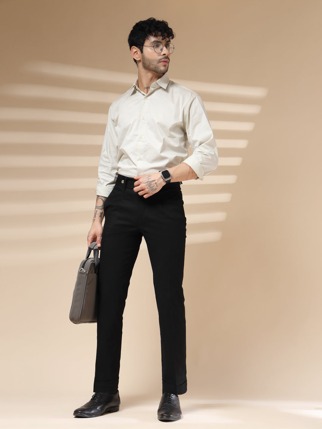 Black Linen Elegant Gurkha Pants | Boot Cut Fit by ITALIAN VEGA®