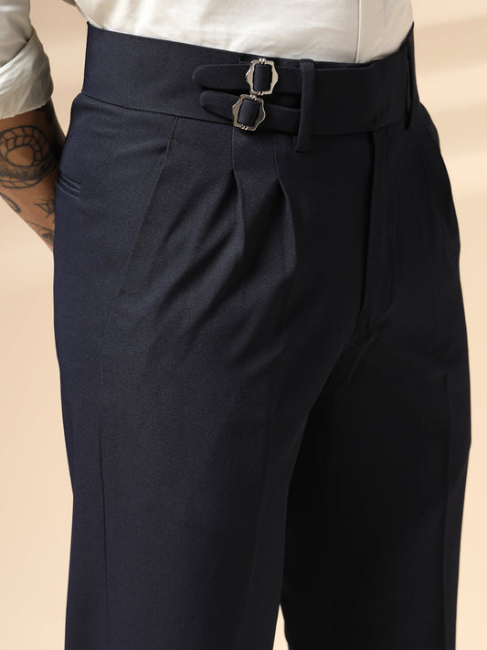 Navy Blue Double Buckle Gurkha Pants by ITALIAN VEGA®