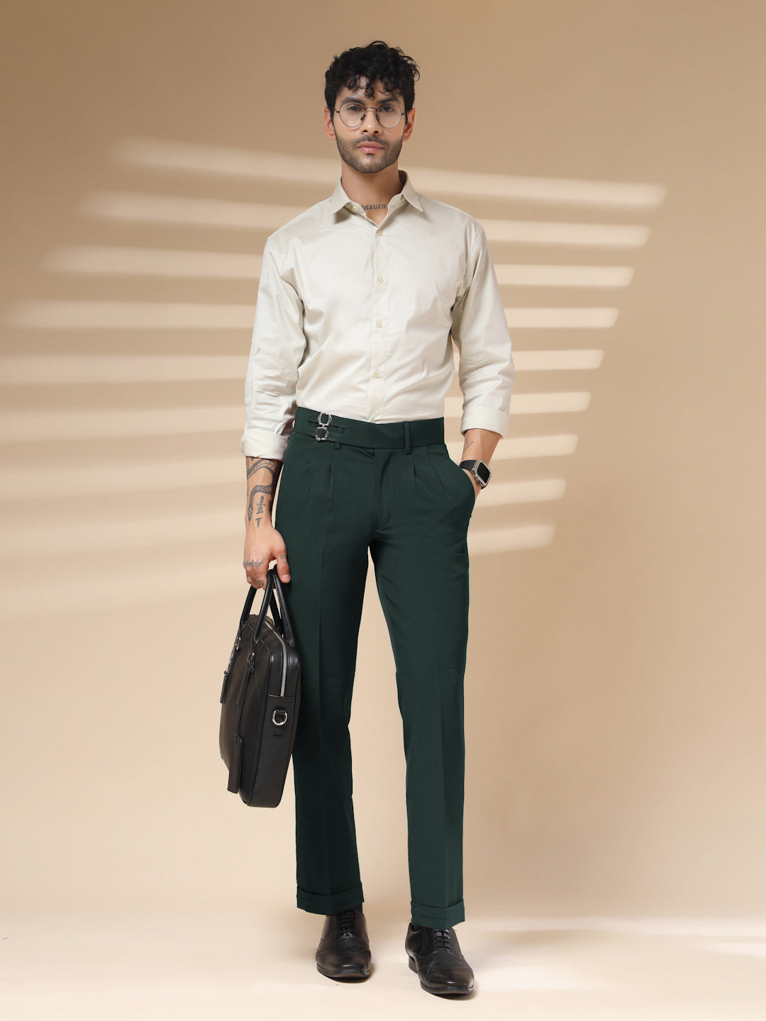 Bottle Green Double Buckle Gurkha Pants by ITALIAN VEGA®