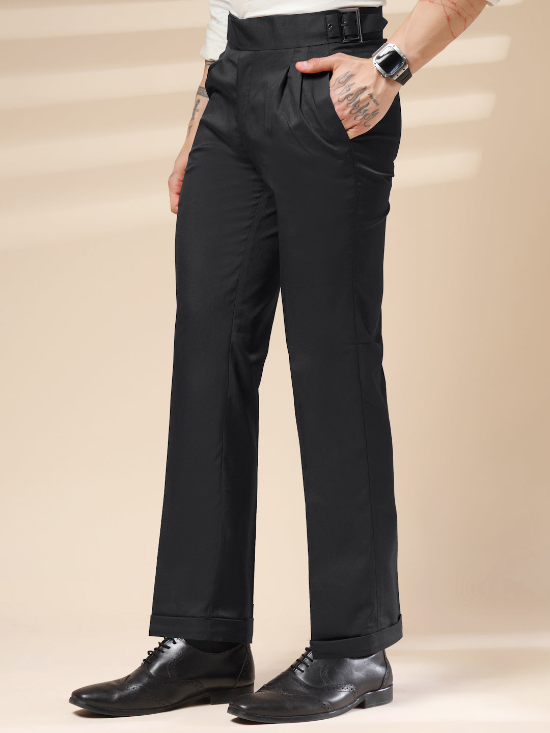 Black Classic Buckle Gurkha Pants by ITALIAN VEGA®