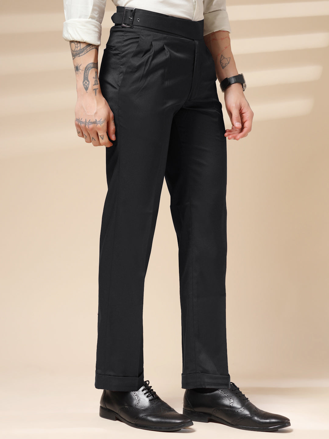 Black Classic Buckle Gurkha Pants by ITALIAN VEGA®