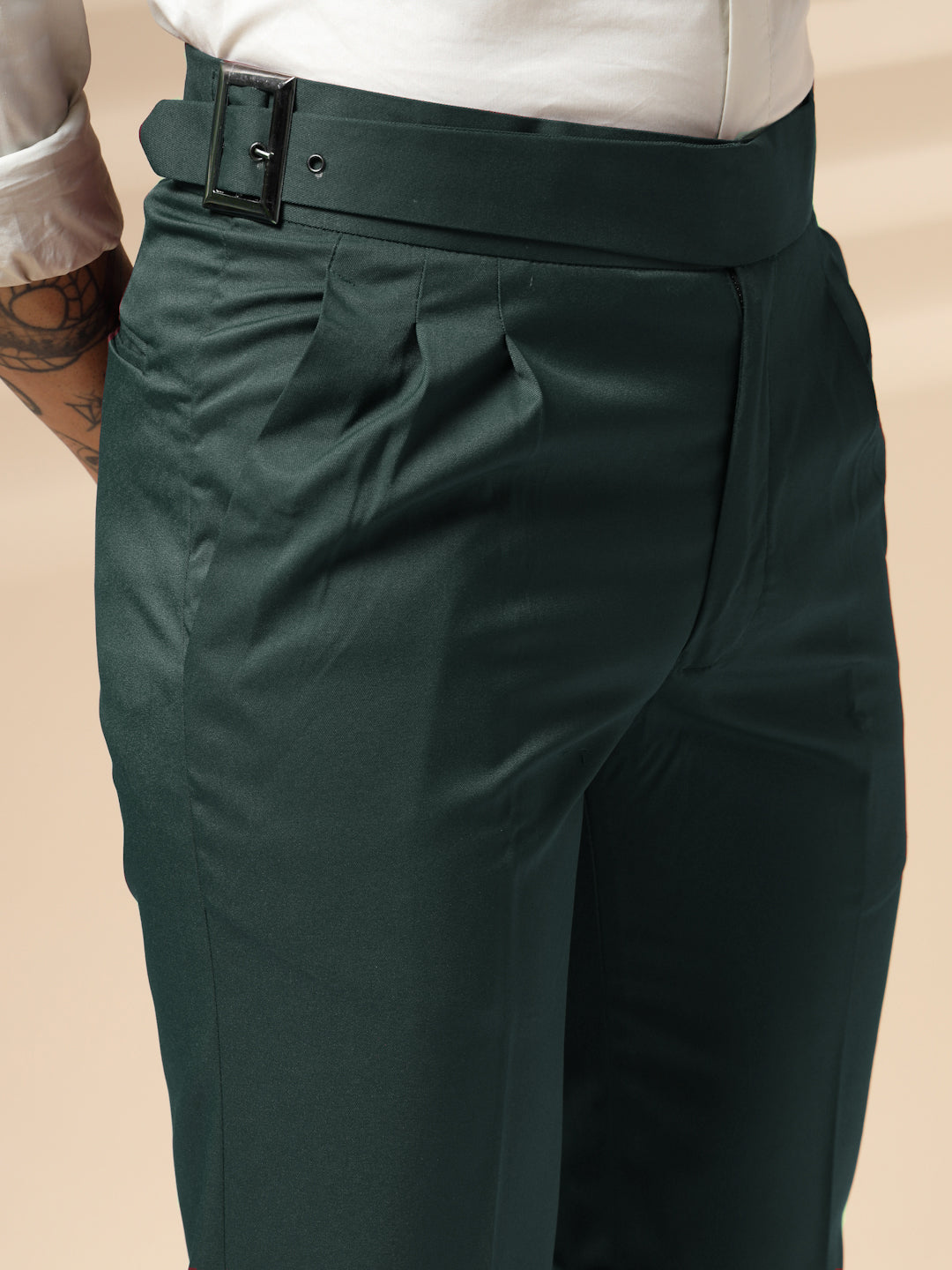 Bottle Green Classic Buckle Gurkha Pants by ITALIAN VEGA®