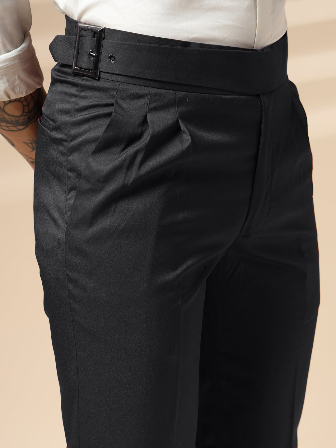 Black Classic Buckle Gurkha Pants by ITALIAN VEGA®