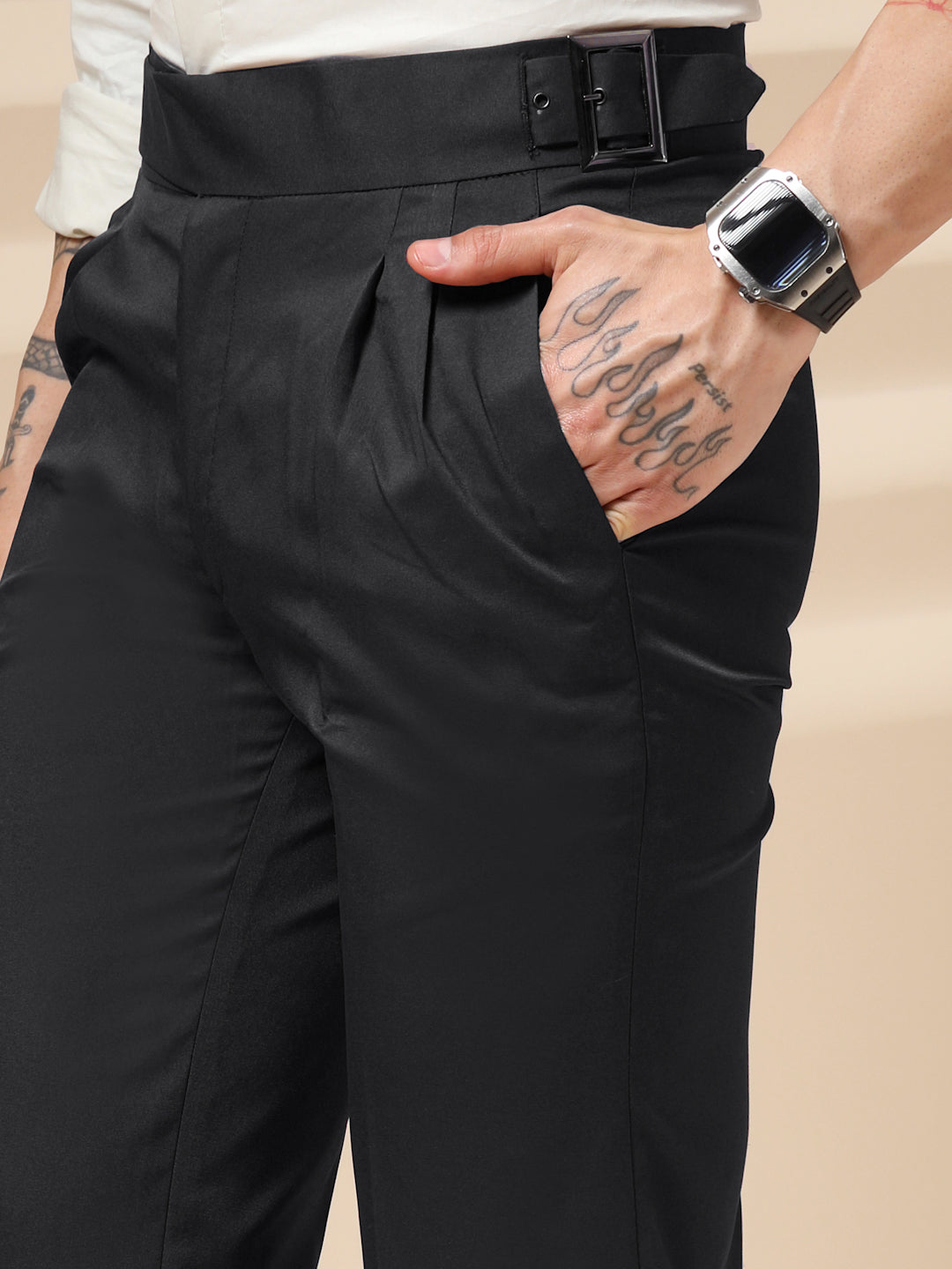 Black Classic Buckle Gurkha Pants by ITALIAN VEGA®