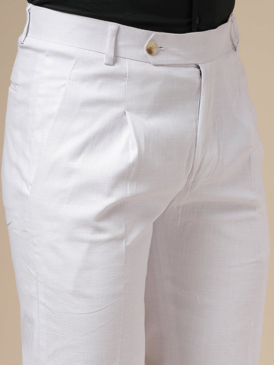 White Linen Formal Pleated Gurkha Pants | Boot Cut Fit by ITALIAN VEGA®