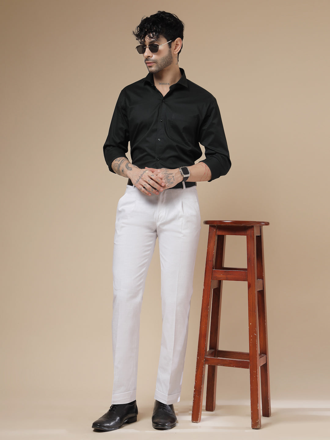 White Linen Formal Pleated Gurkha Pants | Boot Cut Fit by ITALIAN VEGA®