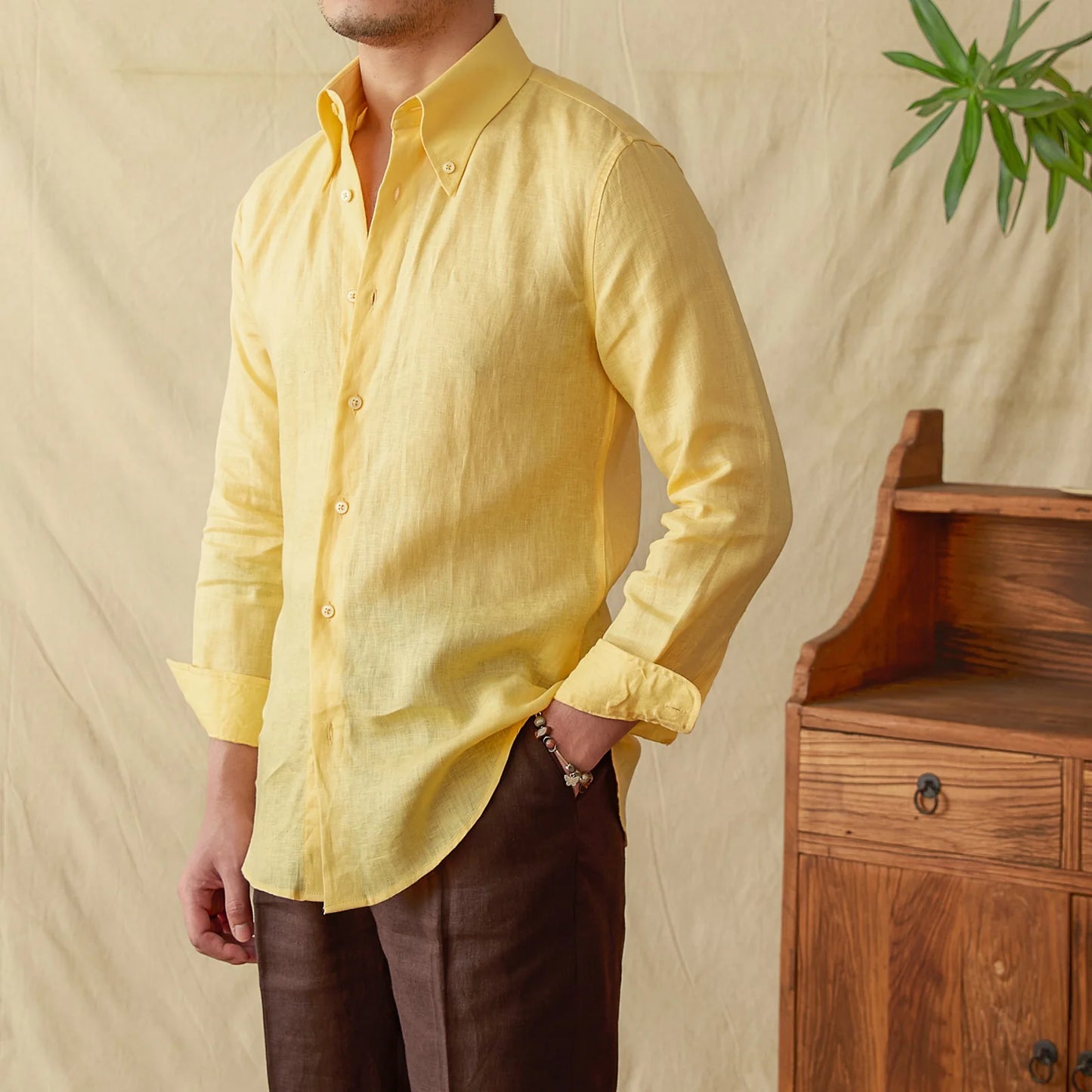 Italian Vega Firenze 100% Linen Button-Down Shirt