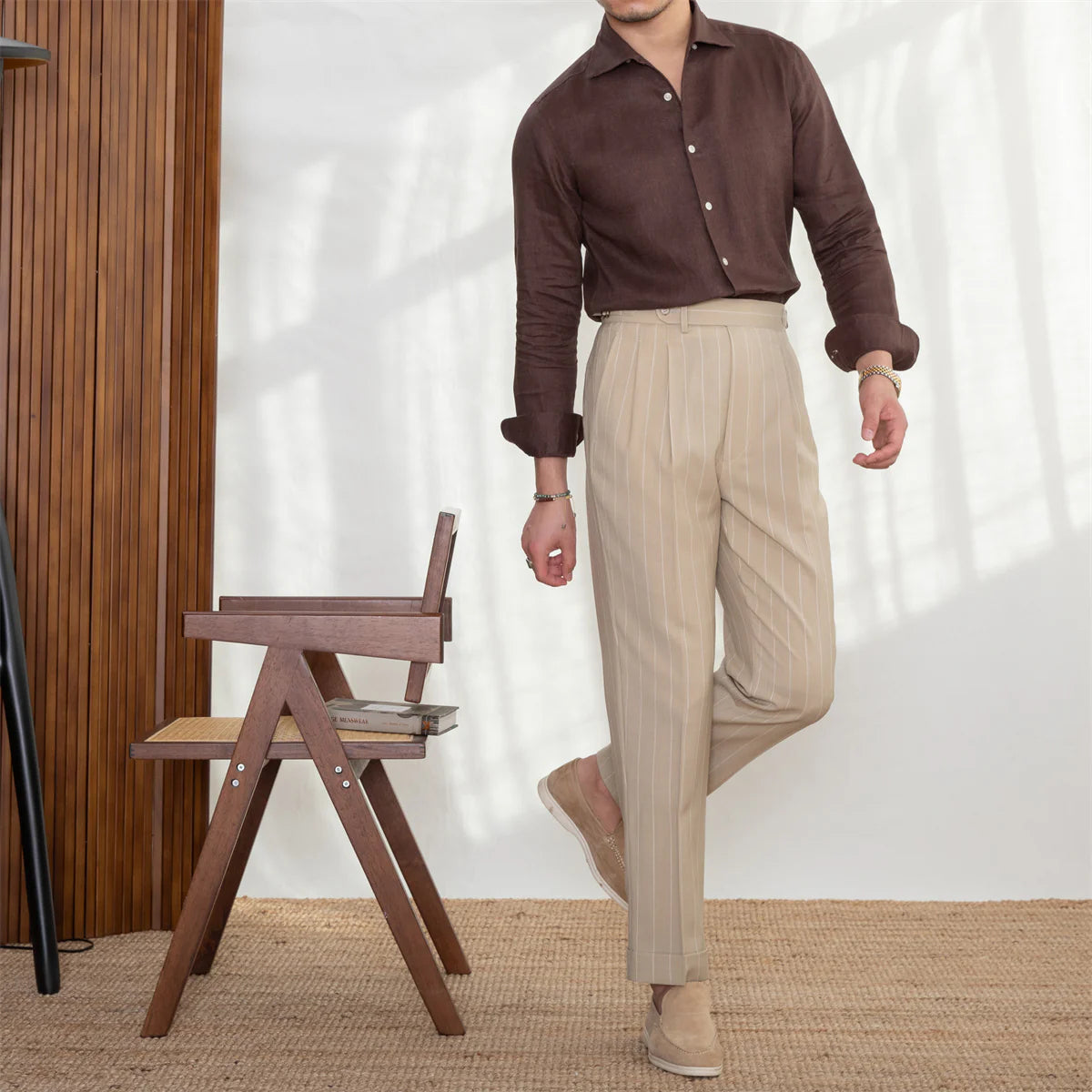 Italian Vega Positano Cutaway Collar 100% Linen Shirt
