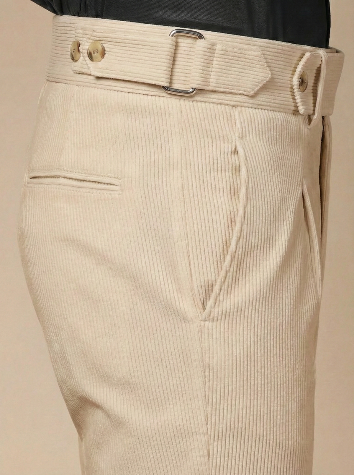 Beige Corduroy Oxford Gurkha Pants | Boot Cut Fit by ITALIAN VEGA®