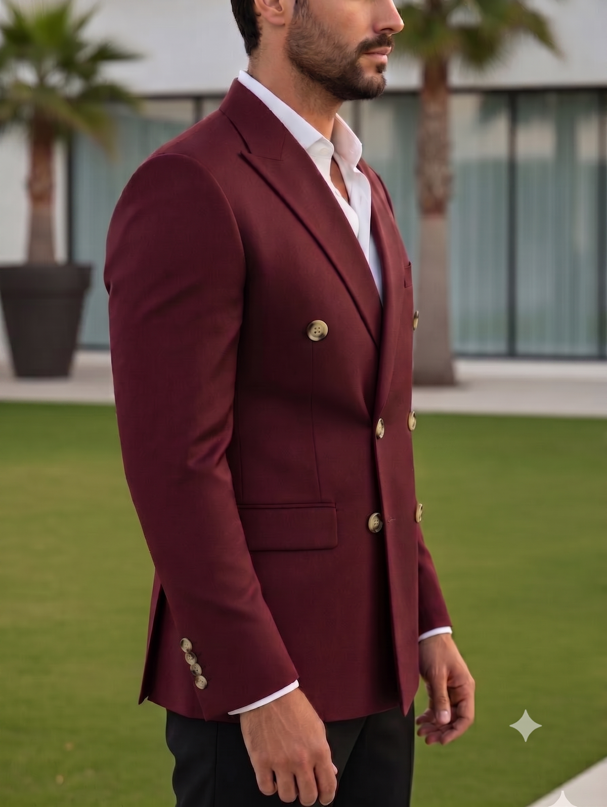 Wine Double Breasted Blazer by Italian Vega®