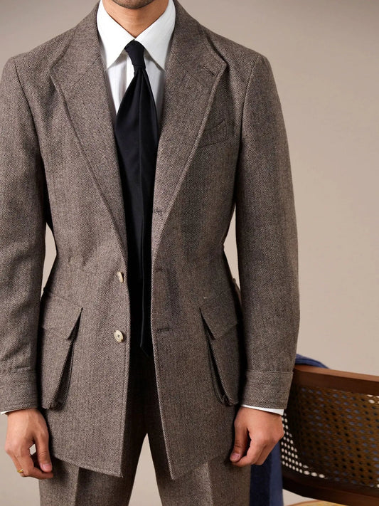 Herringbone Spanish Jacket - Slim Fit Jacket by Italian Vega