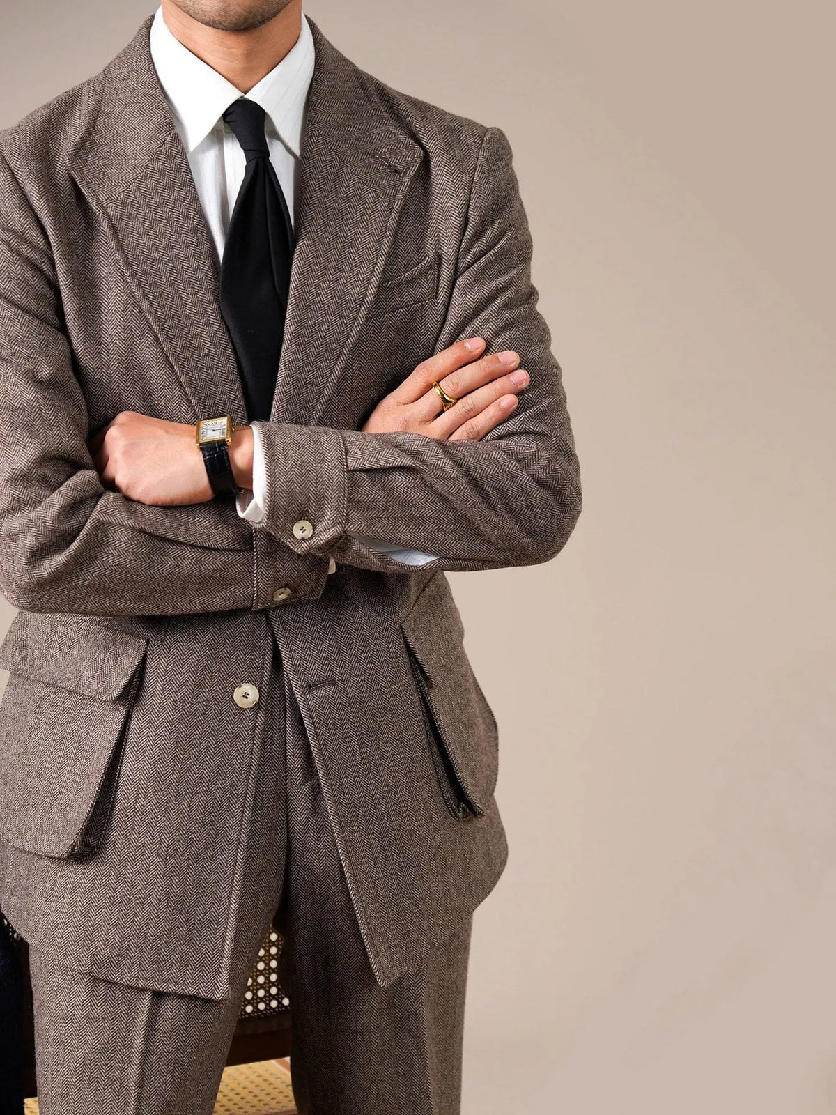 Herringbone Spanish Jacket - Slim Fit Jacket by Italian Vega