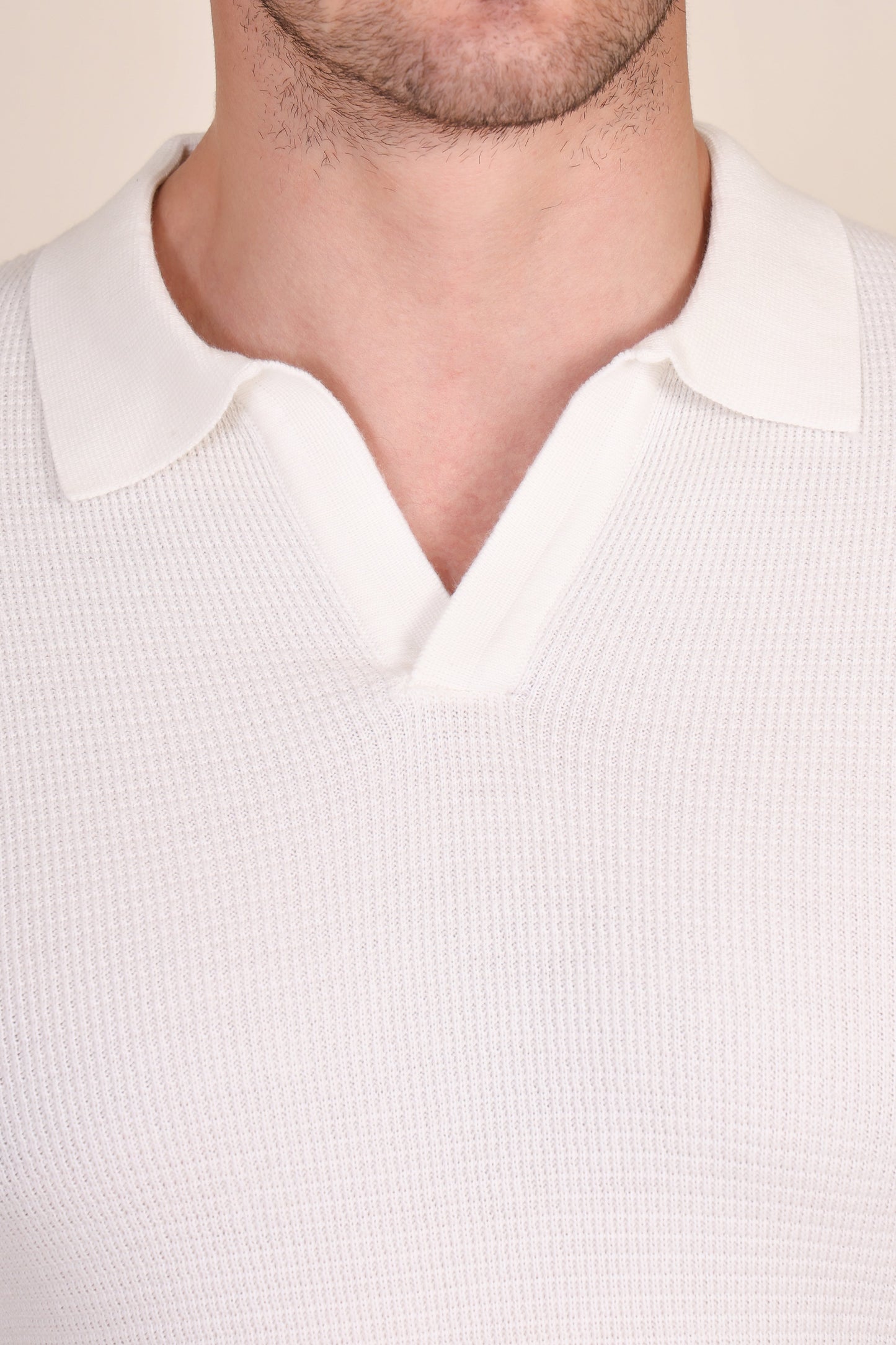 White Flat Half Sleeve Knit Polo by ITALIANVEGA®