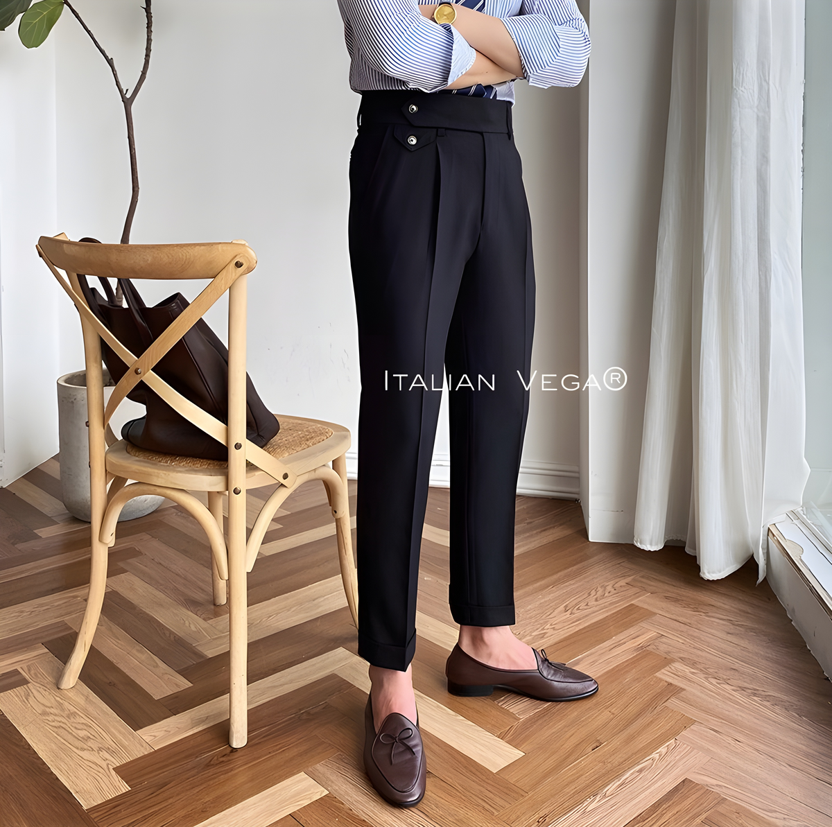 Black Signature Flap Gurkha Pants by ITALIAN VEGA®