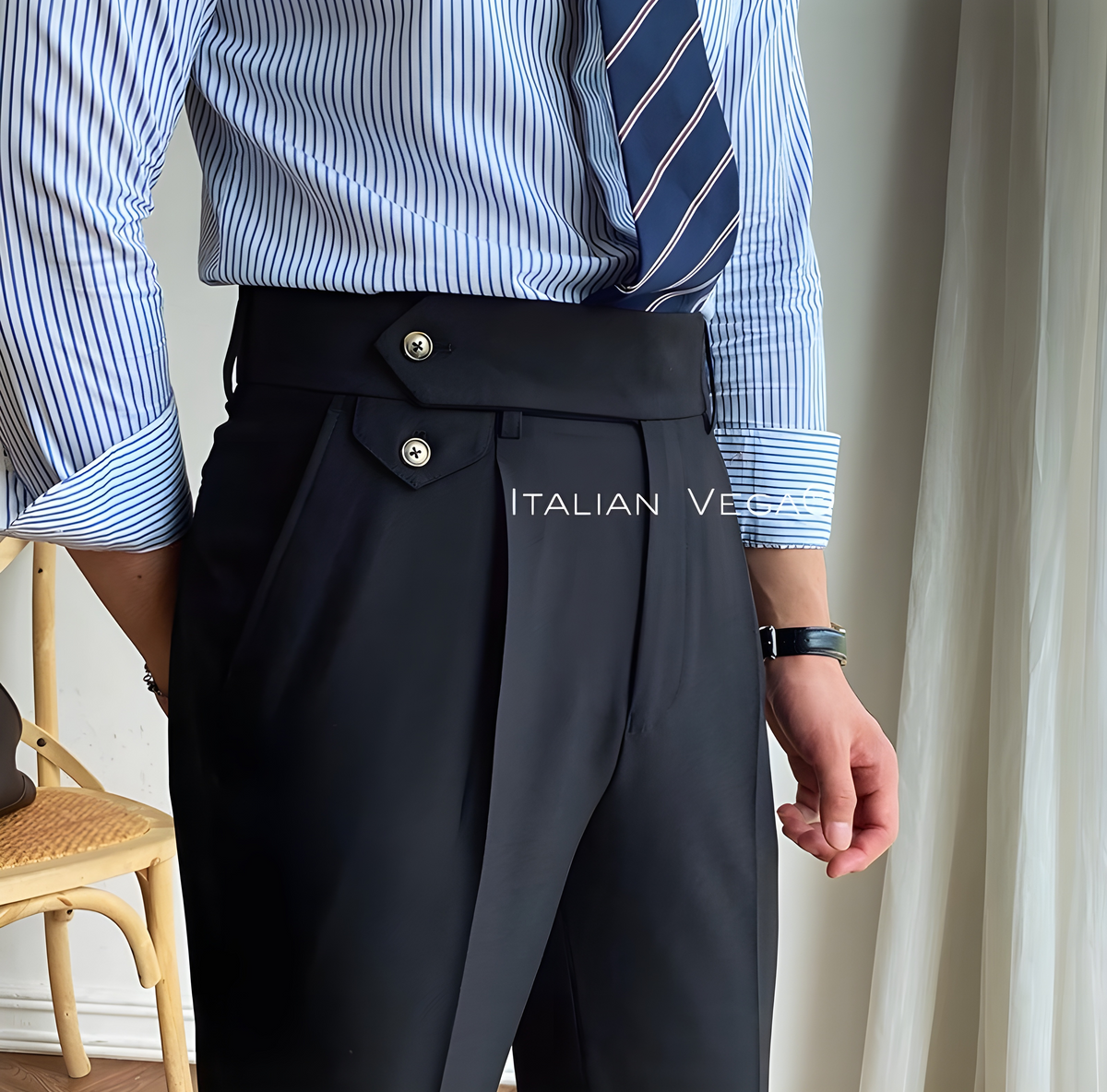 Black Signature Flap Gurkha Pants by ITALIAN VEGA®